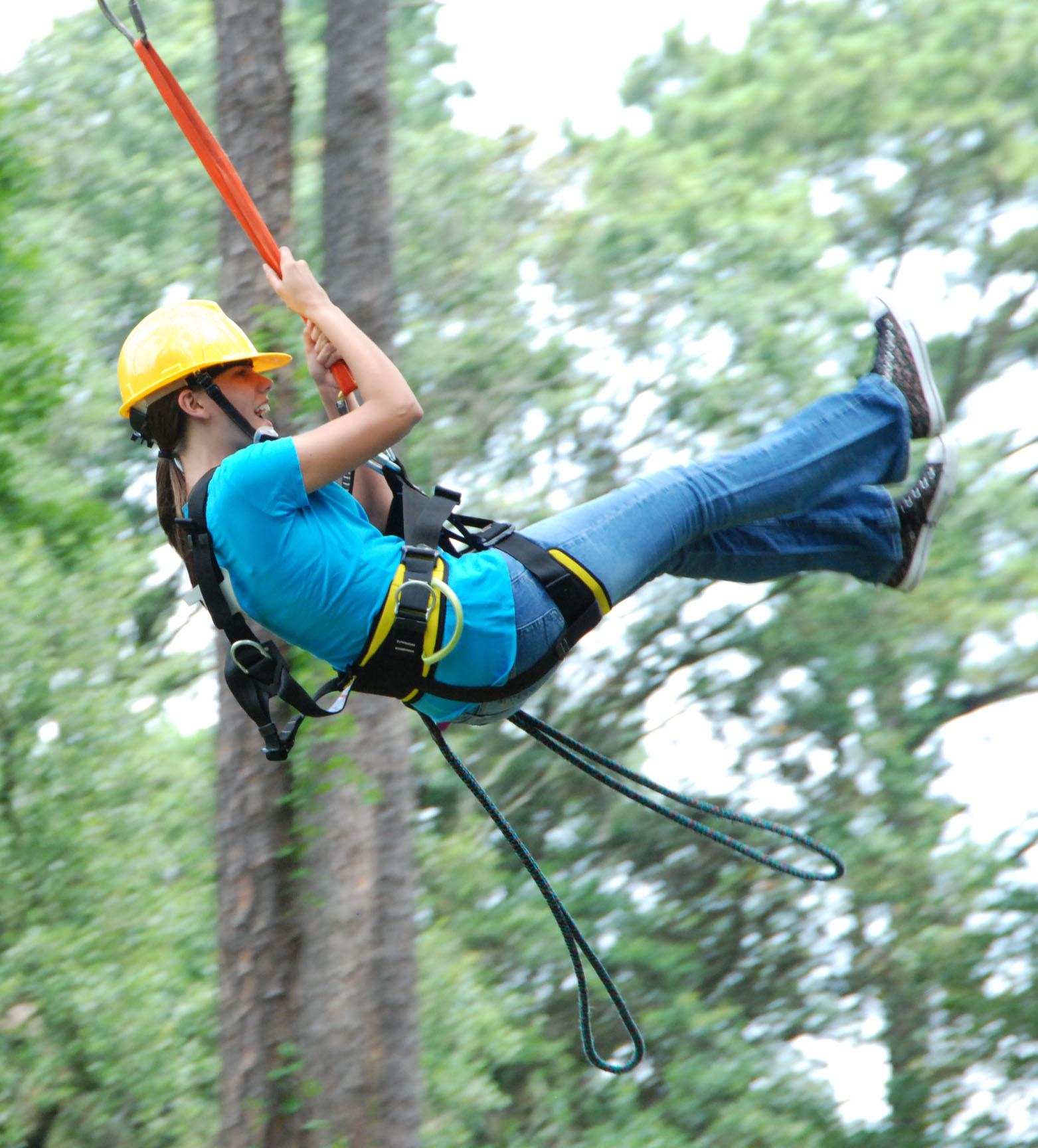 Girl on swing rope