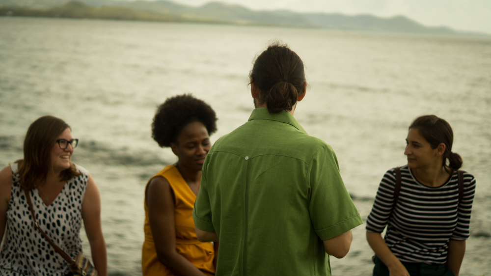 Exchange participants at a memorial in Martinique