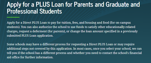 apply for a plus loan for parents and graduate and professional students