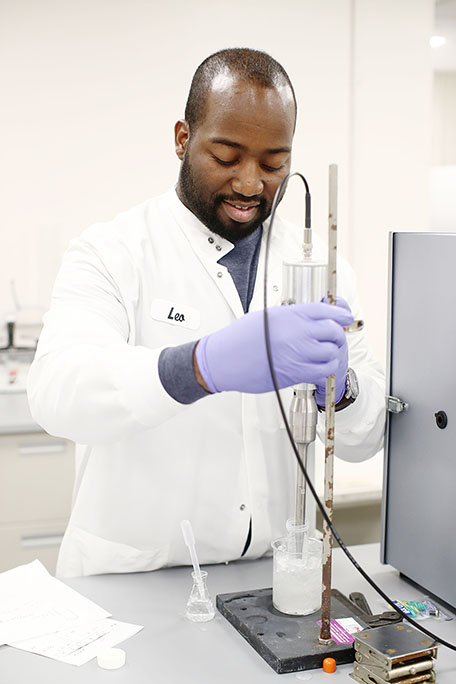 A student in Mario Rivera's lab.