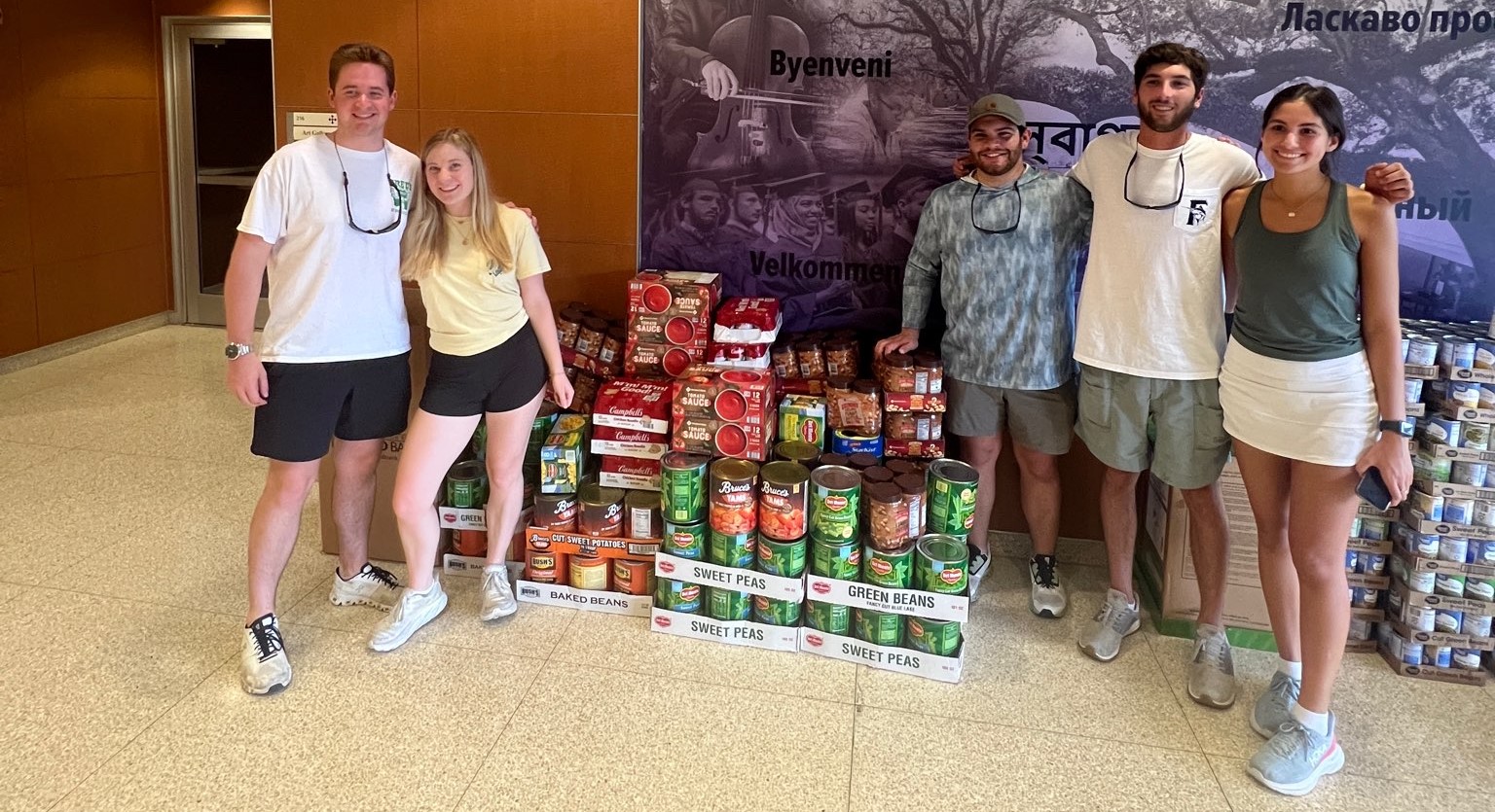 students at canned food drive