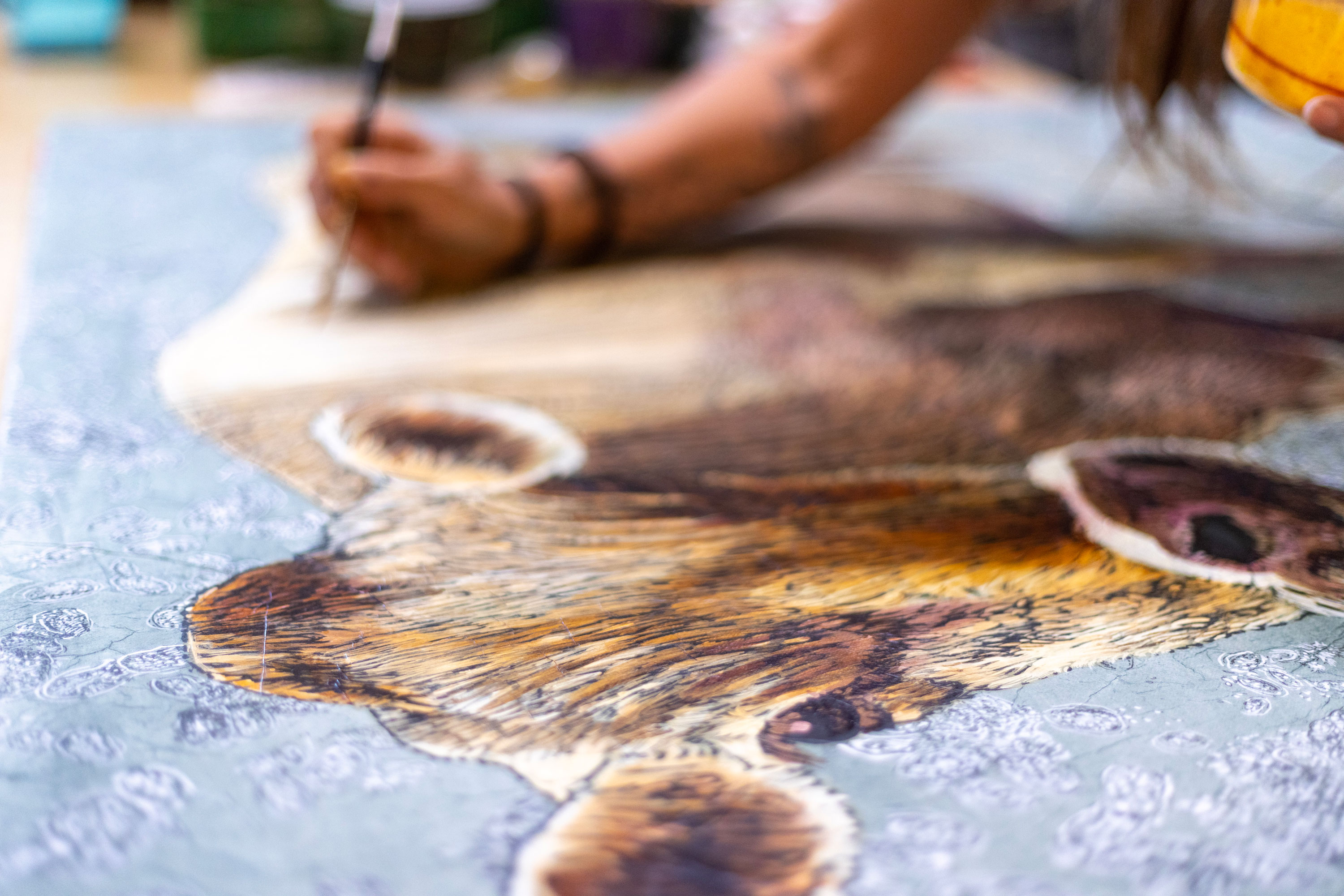 close-up of Frisbie-Calder art piece